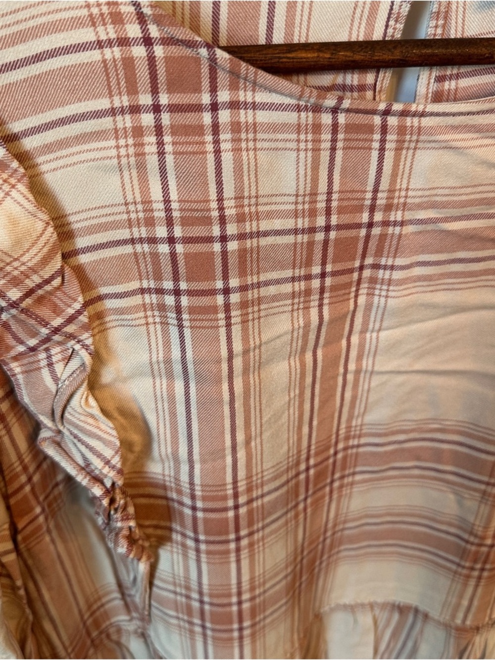 LOFT Rose Plaid Ruffle Peplum Top - Picture 2 of 4